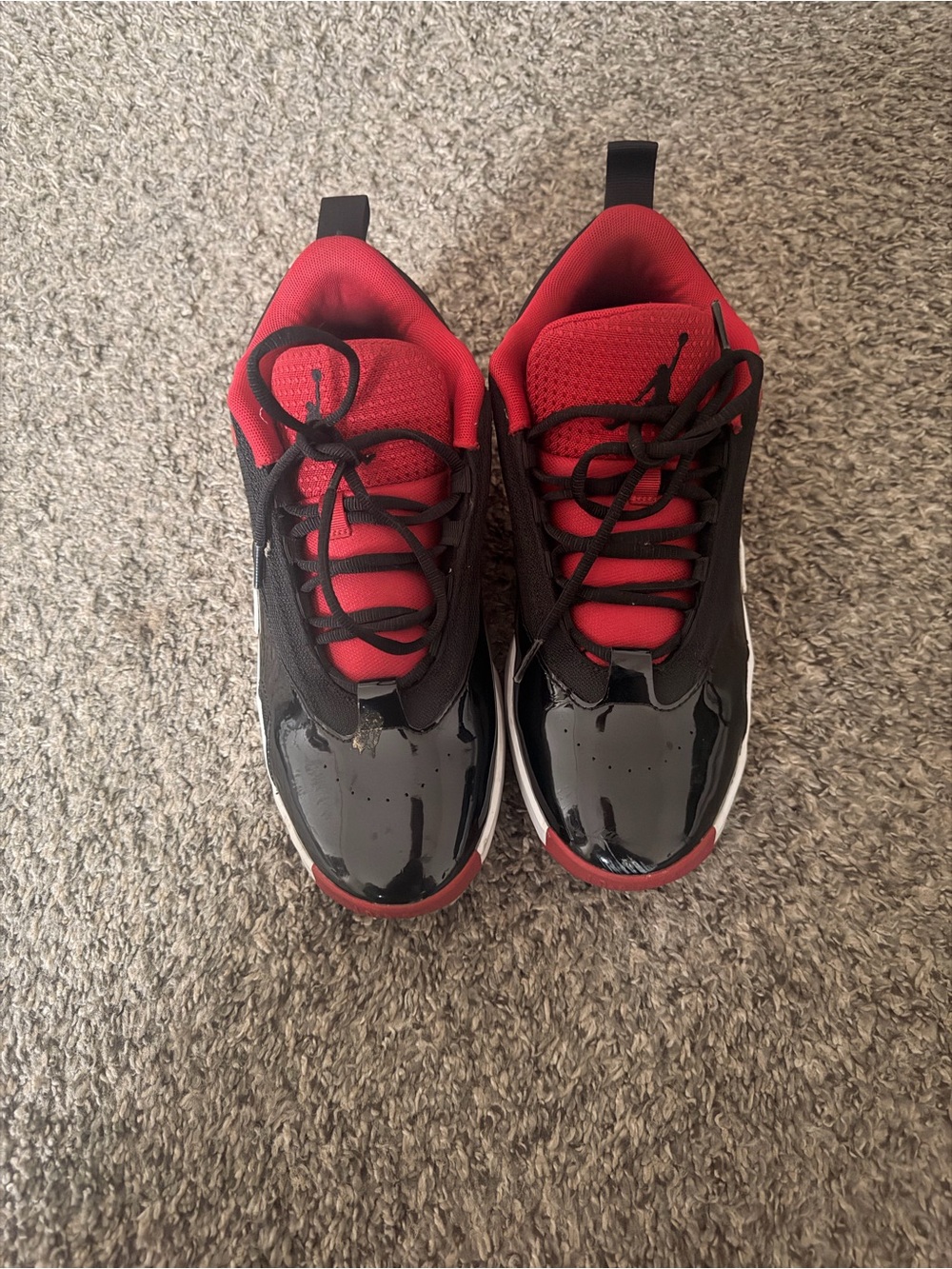 Jordan Kids Black and Red Low-Top Sneakers